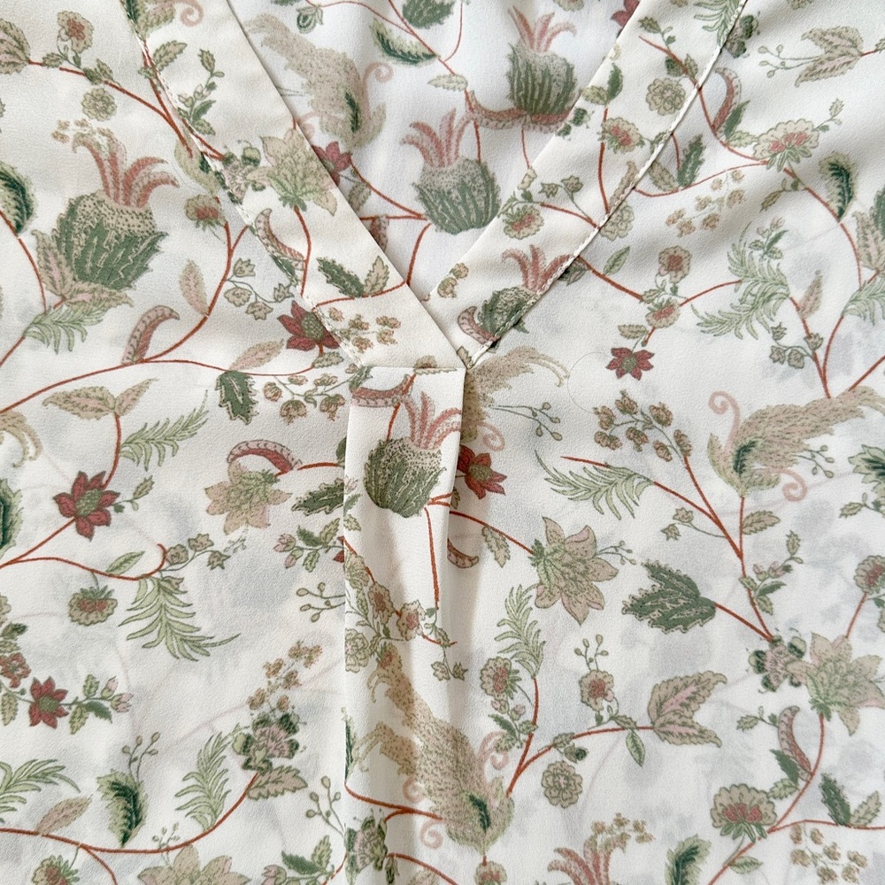 Rose & Olive Cream Botanical Floral Top - S Small - Boho Ruffle Romantic - Picture 13 of 15